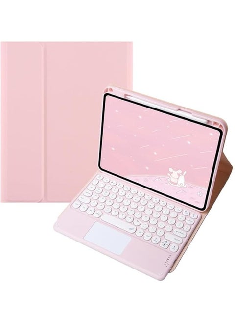 Round Hat Keyboard Case Compatible with Xiaomi Pad 7 / Pad 7 Pro 11.2 Inch 2024, with Detachable Touch Keyboard and Protective Case with Pen Slot