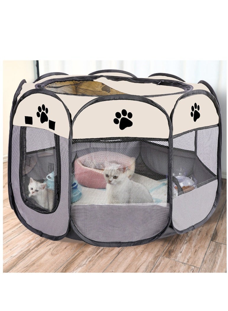 أولدجان بيت قابل للطي للقطط المحمول، خيمة للكلاب، سياج لعب للحيوانات الأليفة، سياج قماشي للأسود، رمادي 28.4 بوصة - Image 2