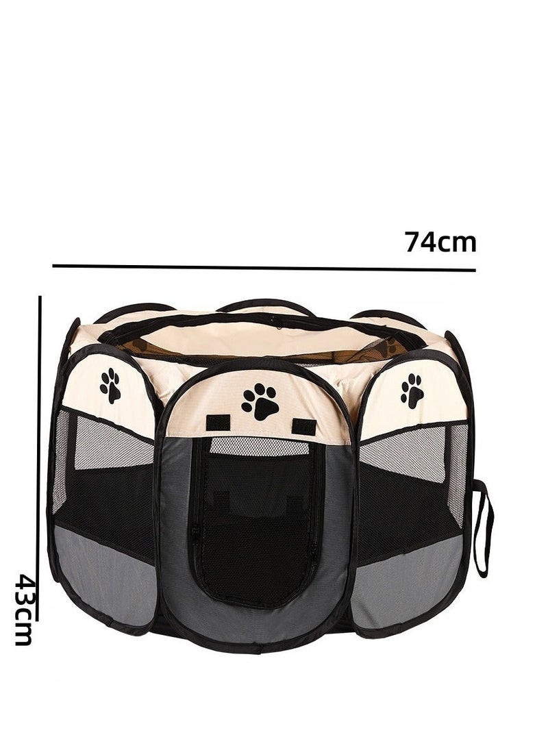 أولدجان بيت قابل للطي للقطط المحمول، خيمة للكلاب، سياج لعب للحيوانات الأليفة، سياج قماشي للأسود، رمادي 28.4 بوصة - Image 4