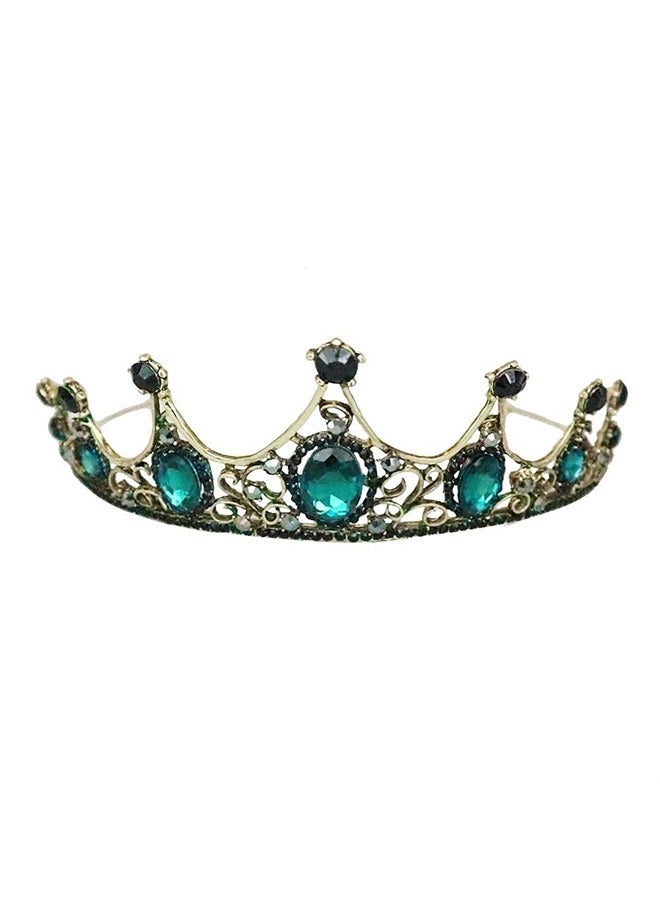TOCESS Green Vintage Crown and Tiara for Women, Princess Crown Queen Tiara Crystal Rhinestone Hair Accessories for Girls Bridal Bride, Wedding Prom Birthday Prom Costume Festival Party (Green Crown) - Image 4