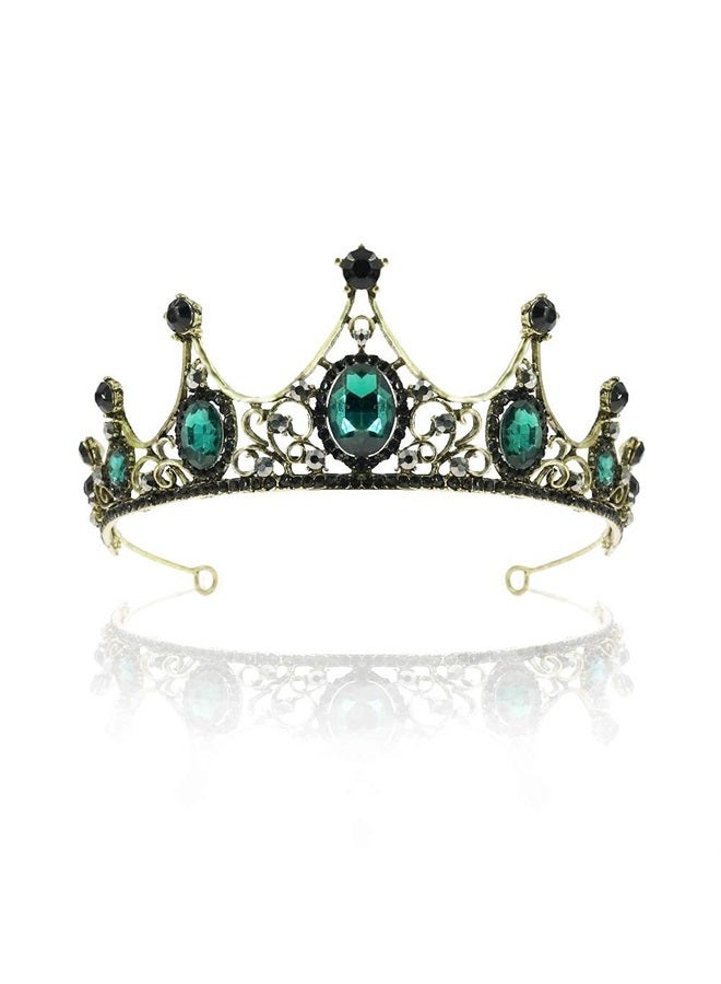 TOCESS Green Vintage Crown and Tiara for Women, Princess Crown Queen Tiara Crystal Rhinestone Hair Accessories for Girls Bridal Bride, Wedding Prom Birthday Prom Costume Festival Party (Green Crown) - Image 1