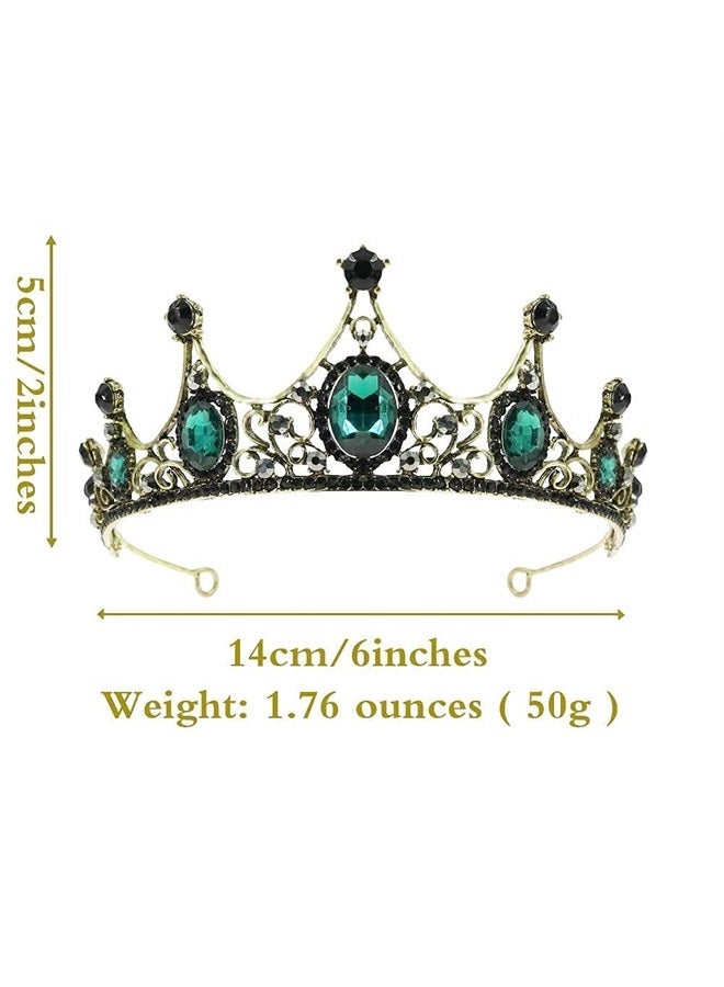 TOCESS Green Vintage Crown and Tiara for Women, Princess Crown Queen Tiara Crystal Rhinestone Hair Accessories for Girls Bridal Bride, Wedding Prom Birthday Prom Costume Festival Party (Green Crown) - Image 2
