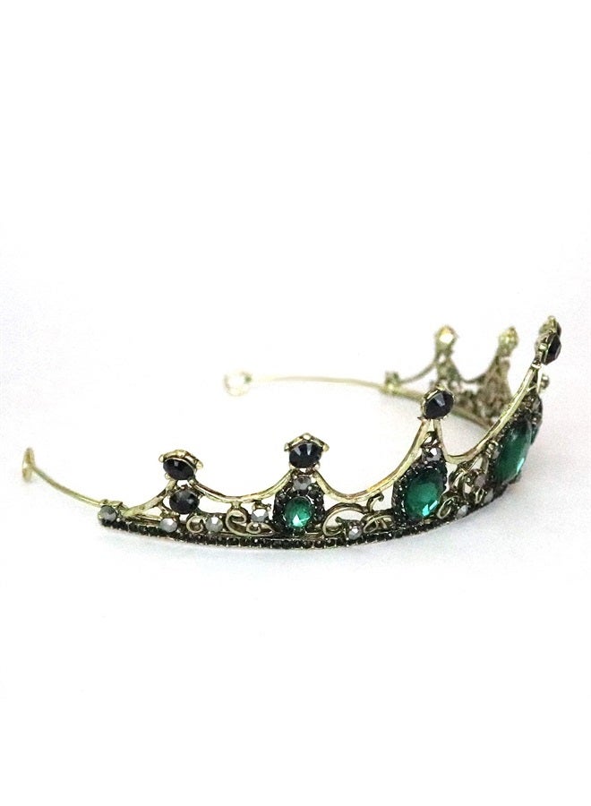 TOCESS Green Vintage Crown and Tiara for Women, Princess Crown Queen Tiara Crystal Rhinestone Hair Accessories for Girls Bridal Bride, Wedding Prom Birthday Prom Costume Festival Party (Green Crown) - Image 3