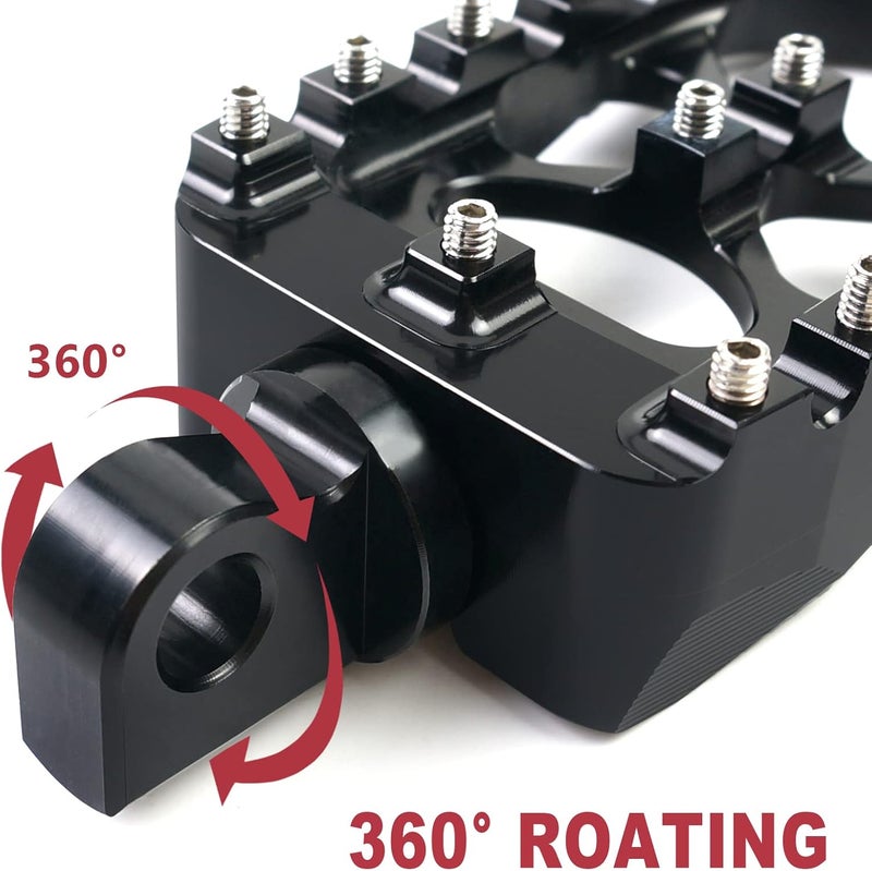 MDPROMCP CNC Motorcycle Wide Foot Pegs Aluminum 360°Roating Adjustable Suitable Compaitble with Dyna Fatboy Iron 883 Sportster 883(Black) - Image 2