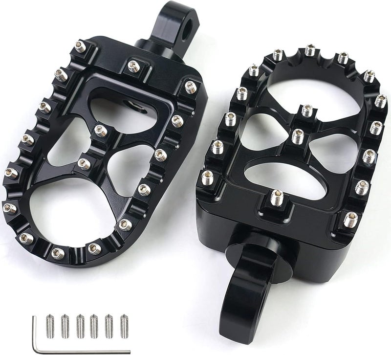MDPROMCP CNC Motorcycle Wide Foot Pegs Aluminum 360°Roating Adjustable Suitable Compaitble with Dyna Fatboy Iron 883 Sportster 883(Black) - Image 1