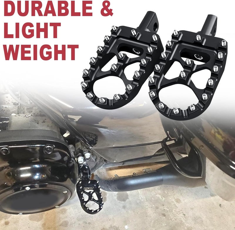 MDPROMCP CNC Motorcycle Wide Foot Pegs Aluminum 360°Roating Adjustable Suitable Compaitble with Dyna Fatboy Iron 883 Sportster 883(Black) - Image 5