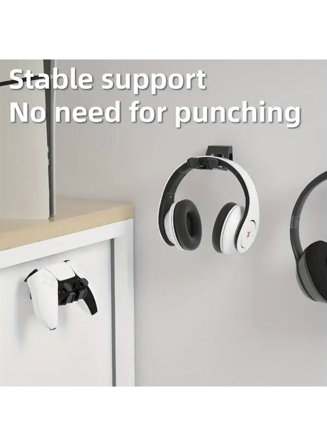 Wall Mounted Game Controller And Headset Holder 4PCS Black ABS Plastic No Drill Installation - Image 5
