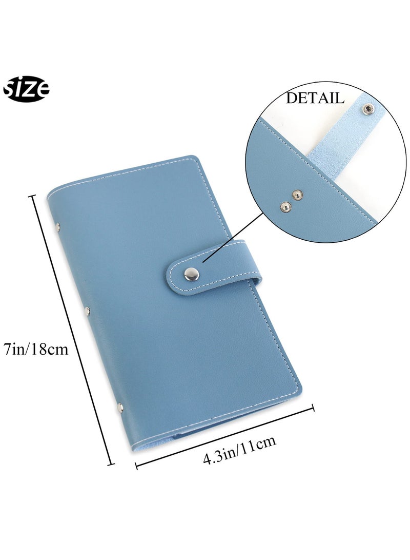 Excefore حامل بطاقة العمل، واقي بطاقات الائتمان من جلد PU، كتاب حالة تنظيم بطاقات العمل، مشبك حامل بطاقة الهوية للأشخاص، بسعة تصل إلى 96 بطاقة (أزرق) - Image 4