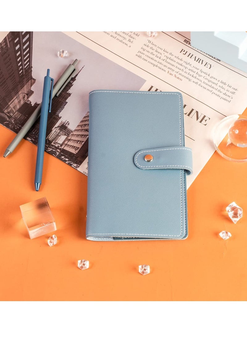 Excefore حامل بطاقة العمل، واقي بطاقات الائتمان من جلد PU، كتاب حالة تنظيم بطاقات العمل، مشبك حامل بطاقة الهوية للأشخاص، بسعة تصل إلى 96 بطاقة (أزرق) - Image 2