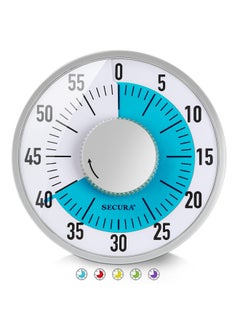 60-Minute Visual Timer 6-Inch Mechanical Countdown Timers For Teaching Meeting Cooking Working - Timer For Kids With Magnetic Backing Foldable Legs Hanging Hole Blue