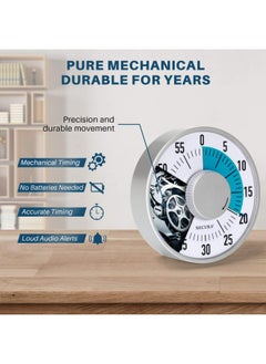 Secura 60-Minute Visual Timer 6-Inch Mechanical Countdown Timers For Teaching Meeting Cooking Working - Timer For Kids With Magnetic Backing Foldable Legs Hanging Hole Blue  - Image 3