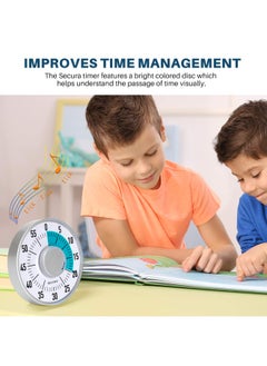 Secura 60-Minute Visual Timer 6-Inch Mechanical Countdown Timers For Teaching Meeting Cooking Working - Timer For Kids With Magnetic Backing Foldable Legs Hanging Hole Blue  - Image 4