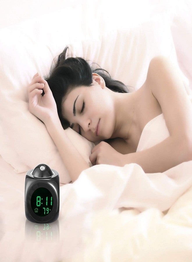 Twaraa of World Digital LCD Projector Alarm Clock Wall Projection LCD Screen Snooze Alarm Display Time Voice Alarm LED Back Light - Image 5