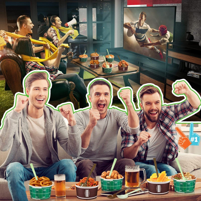 Eaasty 60 Set Football Bowls Set 14 oz Disposable Snack Bowl Football Chili Serving Bowl with Plastic Spoons for Game Day Sports Events - Image 3