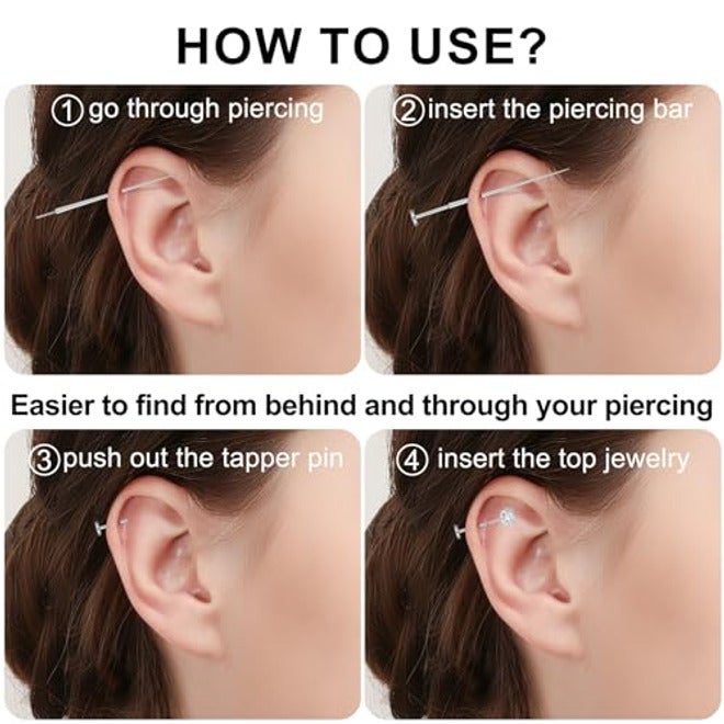 Gotumo - Aretes con parte trasera plana de 20G, titanio G23 sin rosca, para tragus, labret, cartílago, labio, medusa, conch, piercing corporal, joyería hipoalergénica para mujeres y hombres - Image 4
