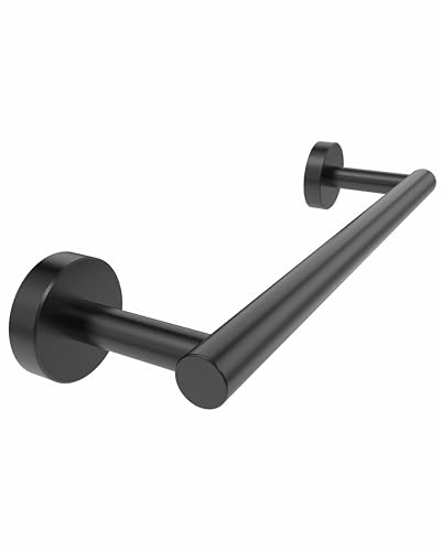 RARXTR 12 Inches Matte Black Towel Bar for Bathroom Kitchen Hand Towel Holder Dish Cloths Hanger SUS304 Stainless Steel RUSTPROOF Wall Mount Matte Black 12inch