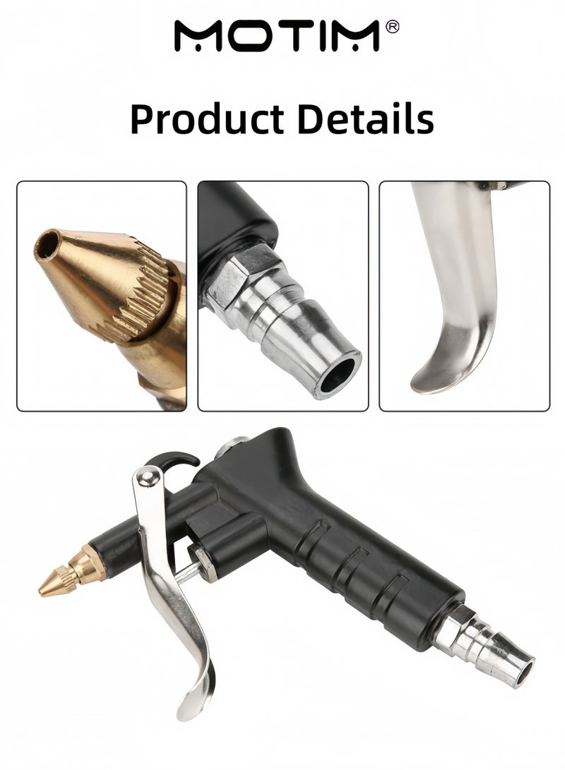 Motim Industrial Air Blow Gun with Brass Adjustable Air Flow Nozzle Steel Air Flow Extension and Blow Hose Pneumatic Air Compressor Accessories Tool Dust Cleaning Air Nozzle Blow Gun - Image 4