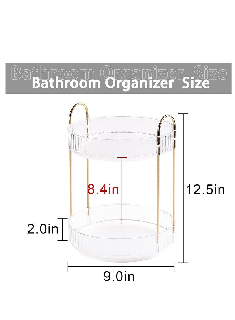 Sharpdo Rotating Makeup Organizer for Vanity 2 Tier, High-Capacity Skincare Clear Make Up Storage Perfume Organizers Cosmetic Dresser Organizer Countertop 360 Spinning - Image 2