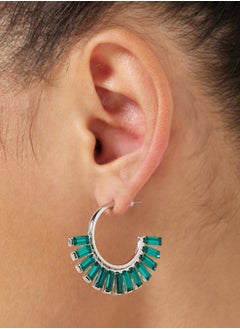 Ginger Glass Stone Hoop Earrings  - Image 3
