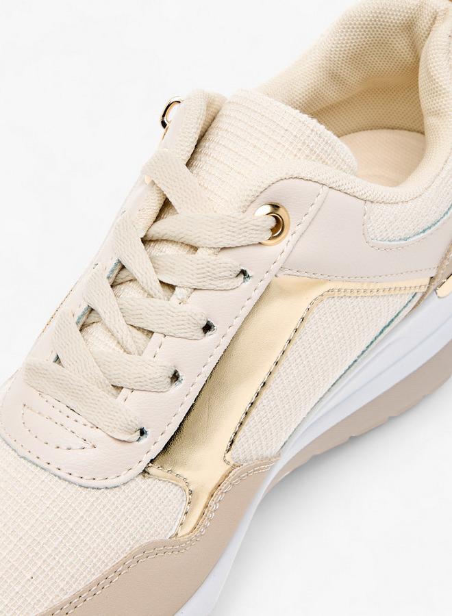 Flora Bella By Shoexpress Women Panelled Sneakers with Lace-Up Closure - Image 4