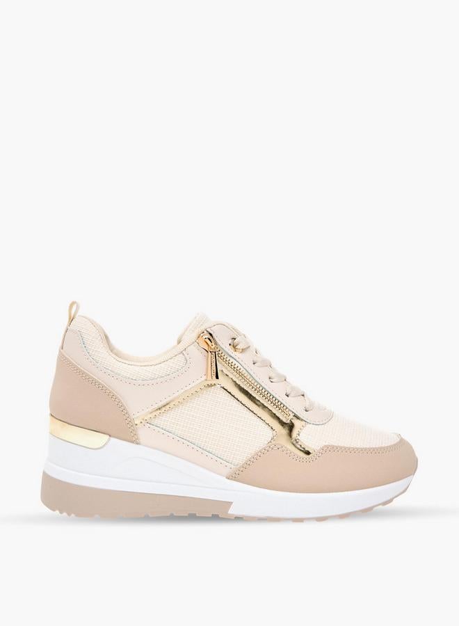 Flora Bella By Shoexpress Women Panelled Sneakers with Lace-Up Closure - Image 3