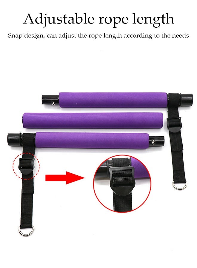 Generic Pilates Bar Kit，Super Portable Yoga Exercise Pilate Stick Set，Fitness equipment for Stretch Sculpt，with Resistance Bands，Easy to Assemble，Adjustable Rope Length,Suitable for Home Gym Exercise  - Image 3