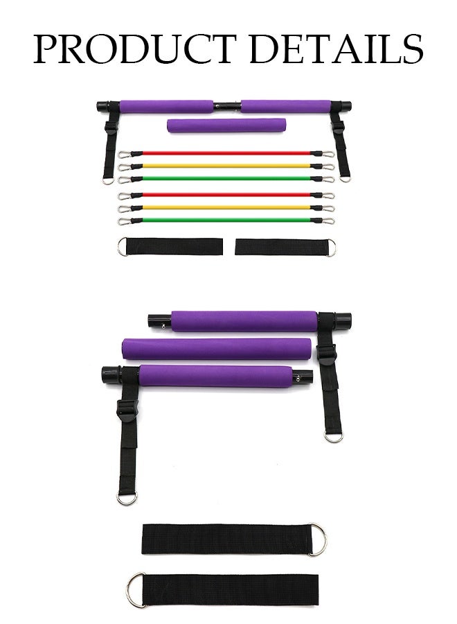 Generic Pilates Bar Kit，Super Portable Yoga Exercise Pilate Stick Set，Fitness equipment for Stretch Sculpt，with Resistance Bands，Easy to Assemble，Adjustable Rope Length,Suitable for Home Gym Exercise  - Image 5