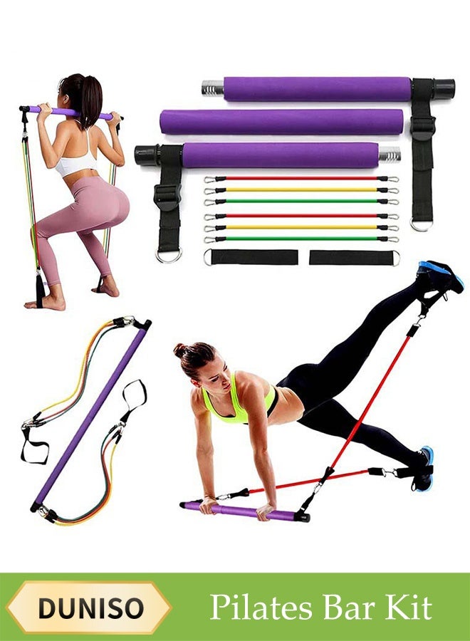 Generic Pilates Bar Kit，Super Portable Yoga Exercise Pilate Stick Set，Fitness equipment for Stretch Sculpt，with Resistance Bands，Easy to Assemble，Adjustable Rope Length,Suitable for Home Gym Exercise  - Image 1