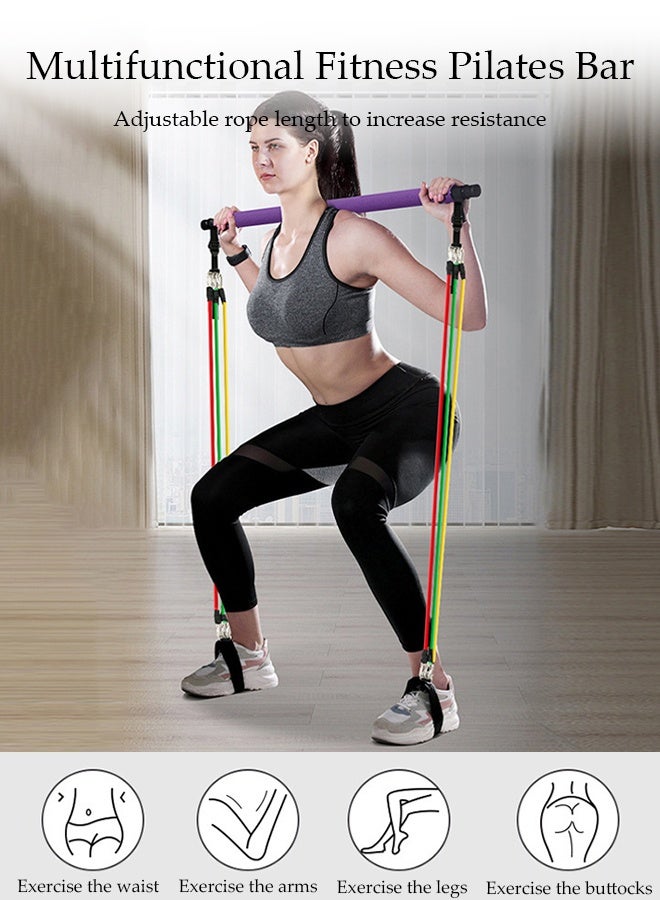 Generic Pilates Bar Kit，Super Portable Yoga Exercise Pilate Stick Set，Fitness equipment for Stretch Sculpt，with Resistance Bands，Easy to Assemble，Adjustable Rope Length,Suitable for Home Gym Exercise  - Image 2