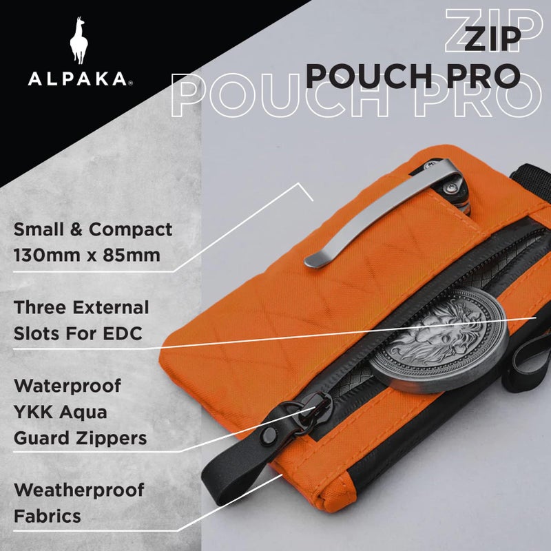 ALPAKA حقيبة زيب برو من ALPAKA باللون البرتقالي الساخن X-Pac VX25 - محفظة بسحاب بتصميم بسيط - مانعة لتداخل RFID، حاملة لبطاقة الهوية، بسحابات YKK لمحفظة الرجال مع فتحة لأداة متعددة، تستوعب من 4 إلى 12 بطاقة، قماش مقاوم للعوامل الجوية - Image 2