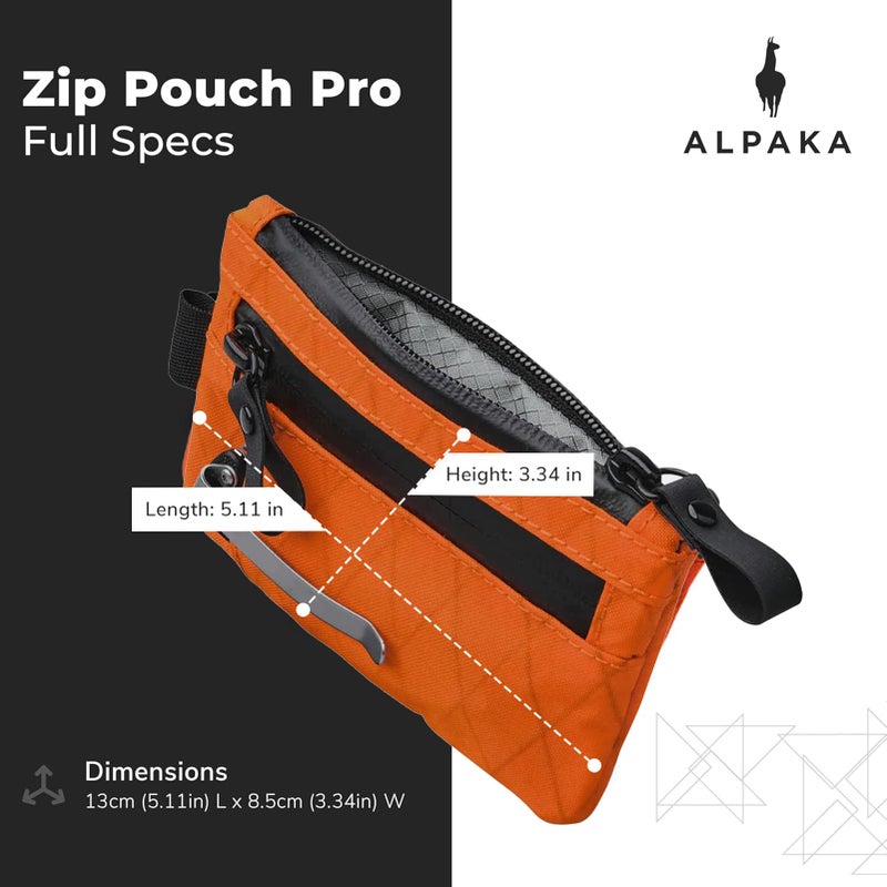 ALPAKA حقيبة زيب برو من ALPAKA باللون البرتقالي الساخن X-Pac VX25 - محفظة بسحاب بتصميم بسيط - مانعة لتداخل RFID، حاملة لبطاقة الهوية، بسحابات YKK لمحفظة الرجال مع فتحة لأداة متعددة، تستوعب من 4 إلى 12 بطاقة، قماش مقاوم للعوامل الجوية - Image 4