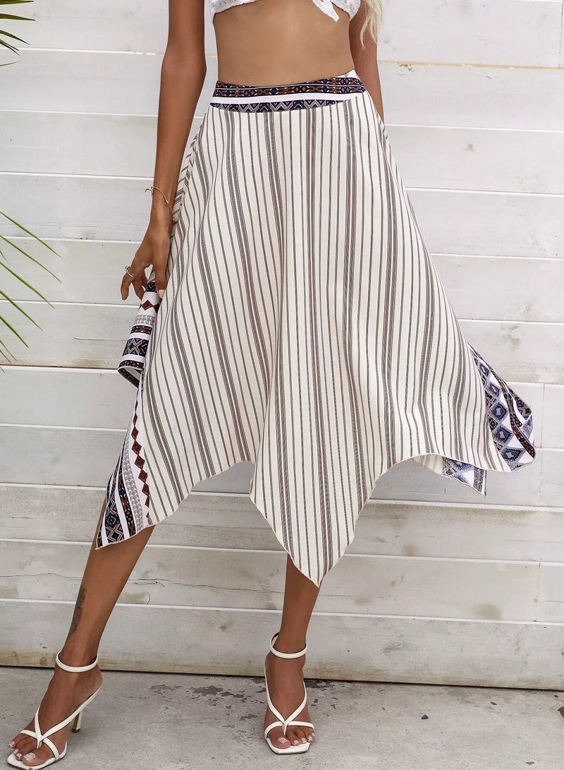 Striped Hanky Hem Skirt - Image 5