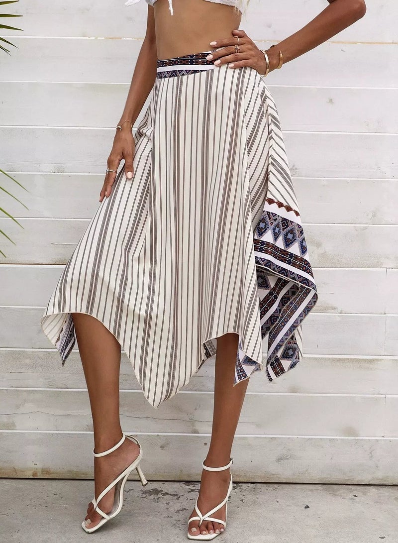 Striped Hanky Hem Skirt - Image 1