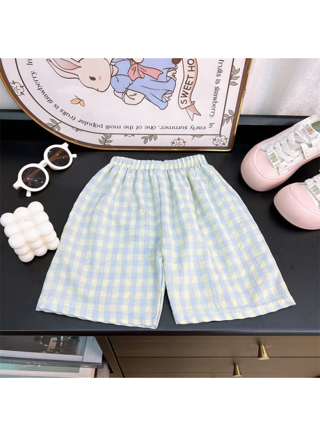 Children's Summer New Plaid Shorts Boys And Girls Thin Pajama Pants Loose Casual Home Shorts Strict Selection Links