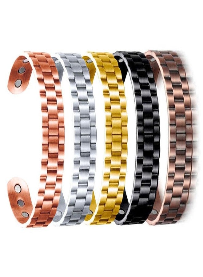 Mastyle® Shiny Texture Adjustable Mesh Magnet Bracelet Lightweight Design | Gold - Image 2