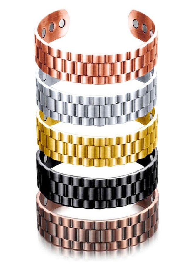 Mastyle® Shiny Texture Adjustable Mesh Magnet Bracelet Lightweight Design | Gold - Image 3