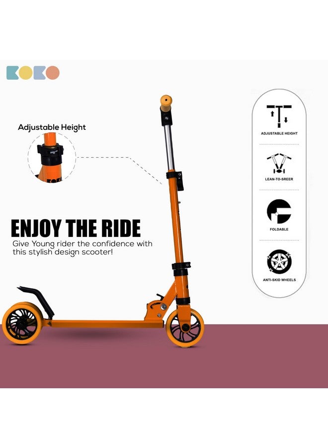 كوكو سكوتر كوكو راودي كيك سكيت مع ارتفاع قابل للتعديل وقابل للحمل، سكوتر للأطفال بعجلات LED من مادة PVC للأعمار من 3 سنوات فما فوق (الحد الأقصى لوزن المستخدم: 50 كجم) (برتقالي) - Image 4