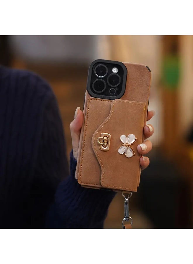 Temu Premium faux leather phone case with coin purse, shockproof and scratch-resistant crossbody bag compatible with iPhone 16 Pro Max - Image 1