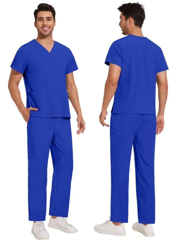 Unisex Medical Scrub Set – Breathable V-Neck Top & Jogger Pants with Pockets – Lightweight Polyester-Spandex Surgical Uniform for Nurses, Doctors & Hospital Staff  - Image 1