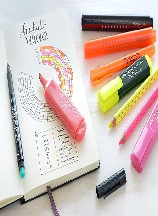 Faber-Castell 1548 Textliner Refillable Highlighter, Assorted - Set Of 4 F154804
