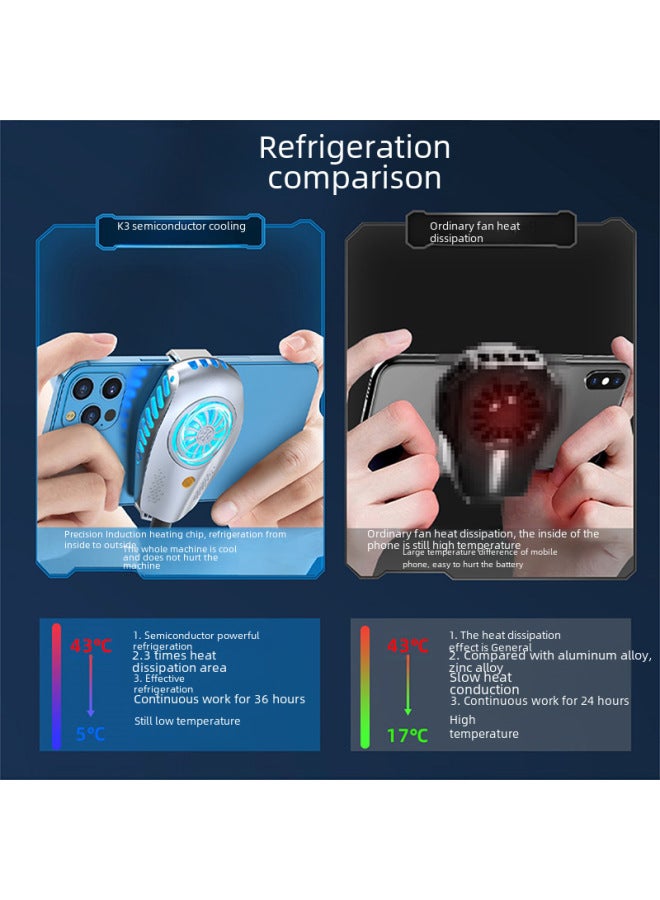 Semi-conductor Cooling Device Mobile Phone King Glory Live Broadcast Hair Styling Small Compact Mobile Phone Cooler-Product Color:K3 Semiconductor Silver  - Image 4