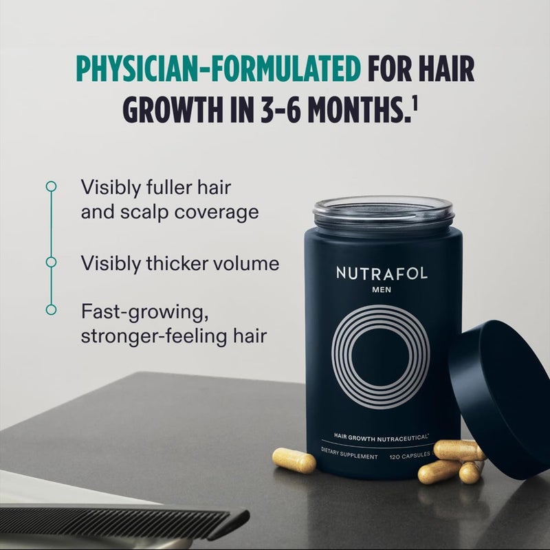 Nutrafol Men's Hair Growth Supplements, Clinically Tested for Visibly Thicker Hair and Scalp Coverage, Dermatologist Recommended - 1 Month Supply, 1 Refill Pouch - Image 2