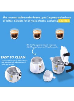 Any Morning Stovetop Espresso Maker, Moka Pot, Italian Coffee Maker, Coffee Percolator, Aluminum Moca Pots, 6 Cups / 8 oz / 240 ml, Silver Black - HES-6  - Image 4