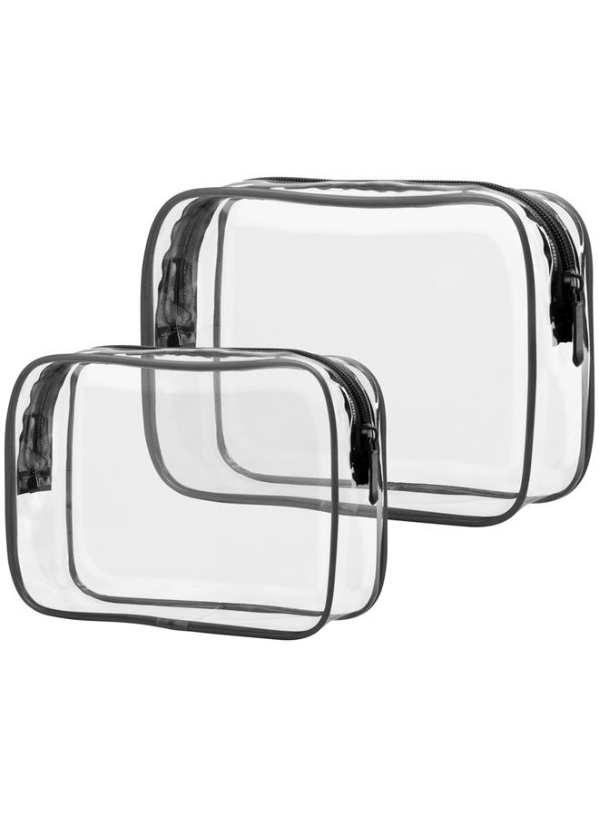 Packism Clear Toiletry Bag, 2 Pack TSA Approved Toiletry Bag Quart Size Bag, Travel Makeup Cosmetic Bag for Women Men, Carry on Airport Airline Compliant Bag, Black - Image 1