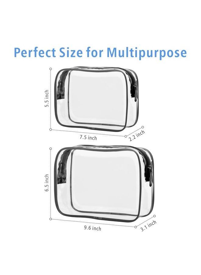 Packism Clear Toiletry Bag, 2 Pack TSA Approved Toiletry Bag Quart Size Bag, Travel Makeup Cosmetic Bag for Women Men, Carry on Airport Airline Compliant Bag, Black - Image 2