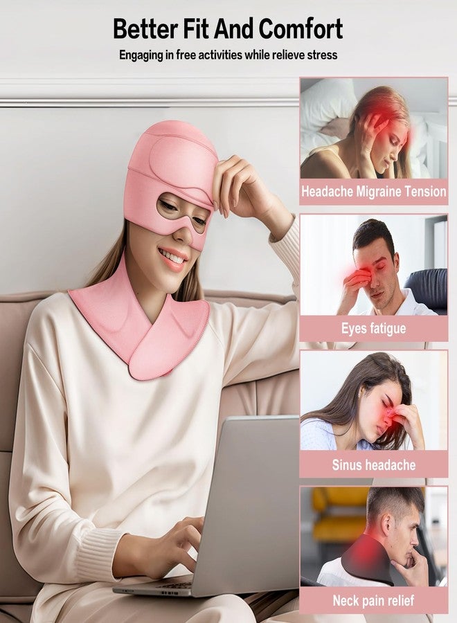 LeArex Migraine Relief Cap and Neck Ice Pack Wrap with Ice Eye Masks,3 in 1 Detachable Hot and Cold Therapy Headache Relief Cap for Headaches, Stiff Neck,Eye Fatigue, Tension and Pain Pink - Image 2
