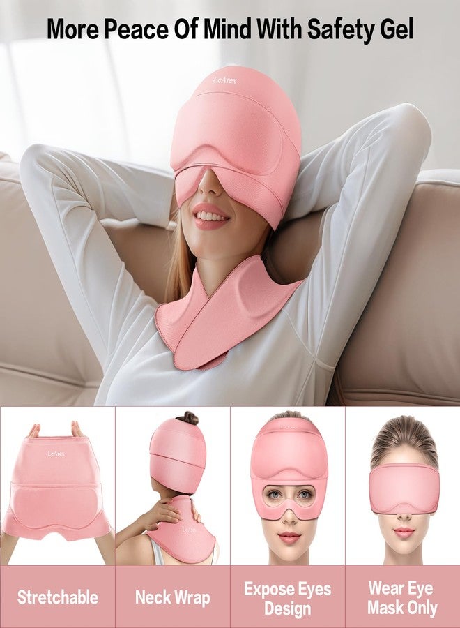 LeArex Migraine Relief Cap and Neck Ice Pack Wrap with Ice Eye Masks,3 in 1 Detachable Hot and Cold Therapy Headache Relief Cap for Headaches, Stiff Neck,Eye Fatigue, Tension and Pain Pink - Image 5