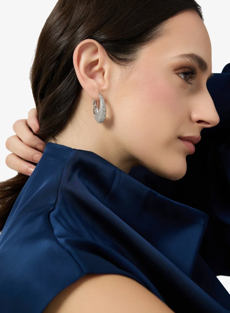 Ella Limited Edition SILVER Diamonte Rhinestone Embellished Hoop Earrings for Women | Best Price UAE