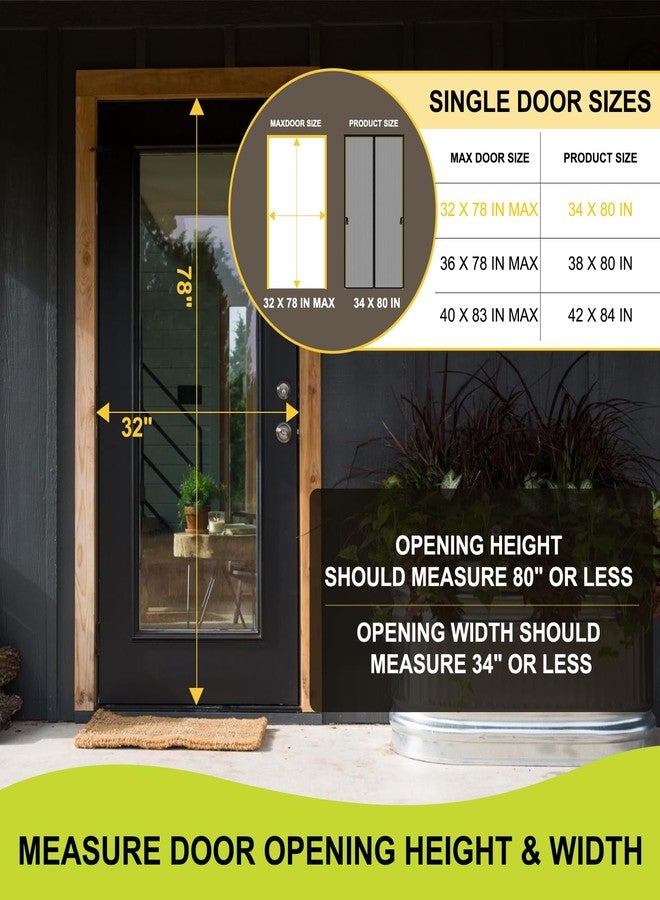 Iduontis Magnetic Screen Door -Fit for Door Size:32x78 Inch, Hands Free Mesh Partition, Heavy Duty Fly Screen Mesh Curtain Keeps Bugs Out, Frame Hook & Loop, Pet and Kid Friendly, Screen Door Size 34x80 - Image 2
