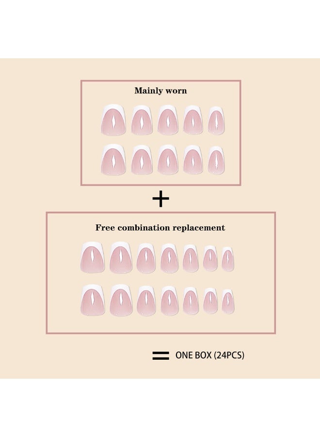 Kanza 24Pcs Press on Nails, False Nails, Fake Nails Set for Women Girls Nail Art Accessories, Press On Nail with Glue Stickers for Easy Apply, Stick On Fingernails Set - Image 4